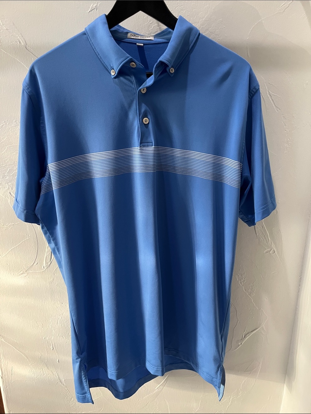Peter MILLAR Summer Comfort Men's Blue Short-Sleeve Polo with Subtle Stripe